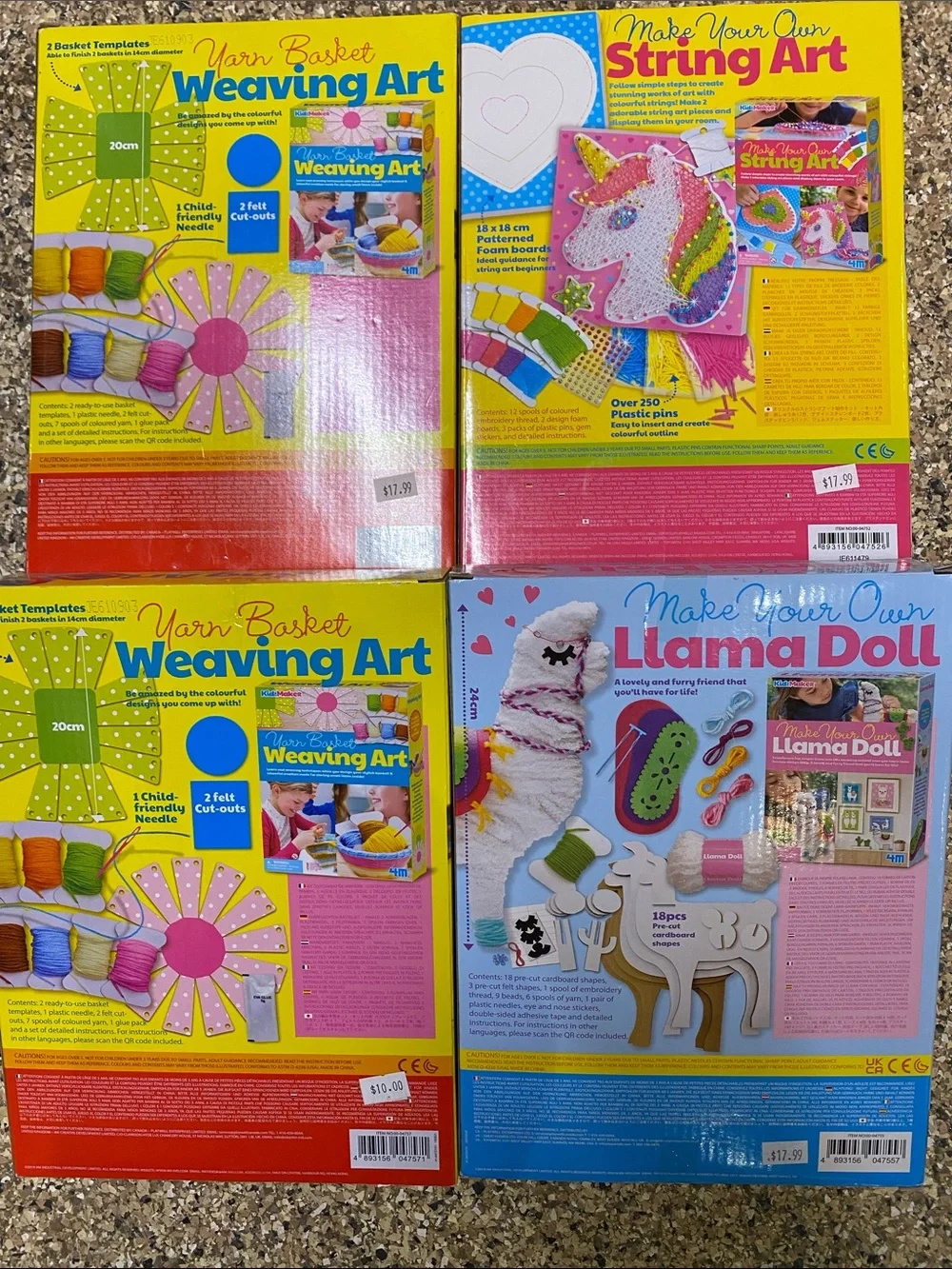 Kidz Maker Kids Craft Kit Set - Pink, Blue, Yellow - 4 sets